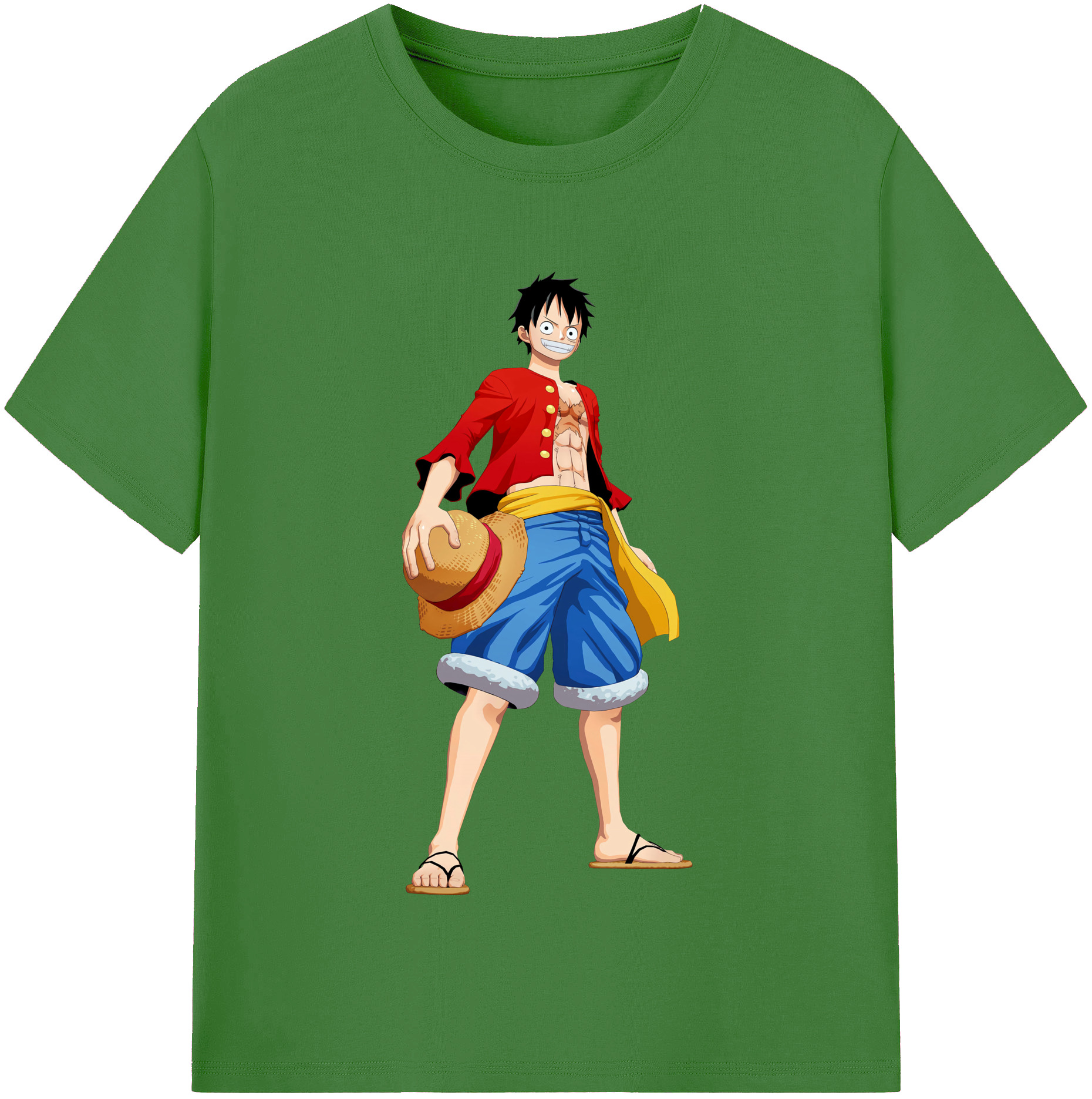 ワンピース モンキー・D・ルフィ ONE PIECE Monkey D. Luffy レディースカジュアルプリントTシャツ（綿100％）